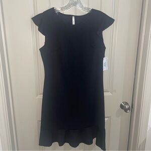 Elegant Black Ruffle Sleeve Mini Dress